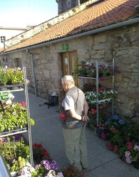 u květinářství před naší nocležnou