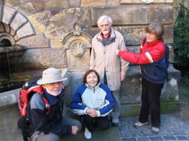 Start první etapy akce v Zittau u kašny se svatojakubským symbolem