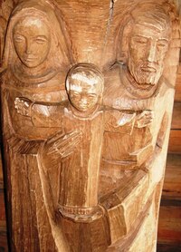 Vyřezaná Svatá rodina (Holzfamilie)