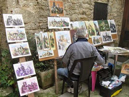 Během sestupu k němu potkáváte malíře