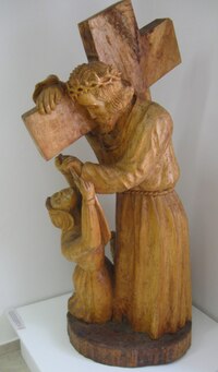 a Ježíš z ní stoupá přímo na Golgotu