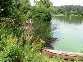 ale cesta vede, naštěstí, kolem vody,