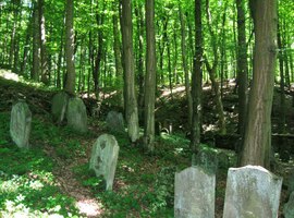 Poblíž v lese je hřbitov