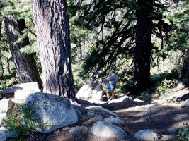 nad řekou Donner River a jezerem Donner Lake