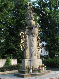 a večerní stín dopadl i na sochu Immaculaty