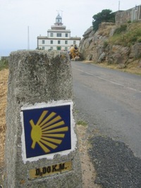 a poslední concha (mušle) s údajem 0 km