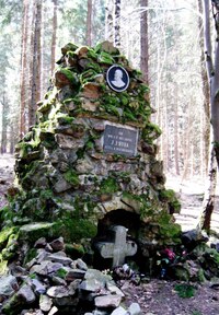 Pomník na místě, kde spáchal J.J.Ryba sebevraždu