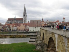 4.12.2011 Regensburg - pohled na město z Kamenného mostu