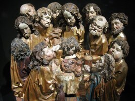 a dřevoryt jeho družiny